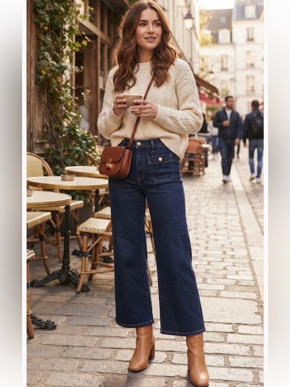 J. Crew Navy Wide-Leg High-Rise Jeans with Front Patch Pockets